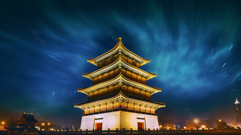 都市风景钟楼鼓楼城市地标,高清,摄影图,摄影图片,图片大全,摄影图免费下载